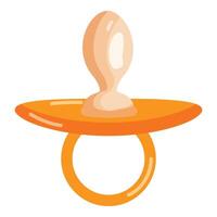 graphic of a brightly colored orange baby pacifier on a white background vector