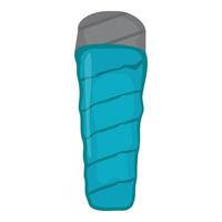 graphic of a blue and grey cartoonstyle sleeping bag, perfect for camping themes vector