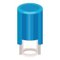 Detailed illustration of a blue electronic capacitor in isometric view, suitable for technical content vector