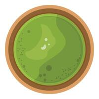 Cartoon green potion in wooden bowl illustration vector