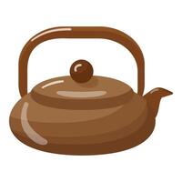 Cartoon style traditional brown teapot illustration vector