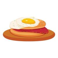 Fried egg sandwich icon cartoon . Lunch snack vector