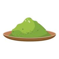 Cartoon illustration of matcha powder on plate vector