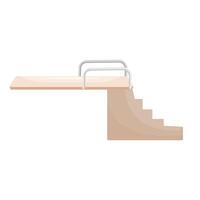 Flat design of a classic wooden diving board with steps over a white background vector