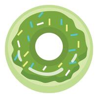 Cartoon green glazed donut with sprinkles vector