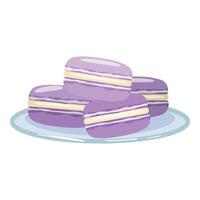 French violet macaroons icon cartoon . Cookie biscuit vector