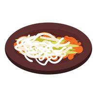 illustration of spaghetti with vegetables on plate vector