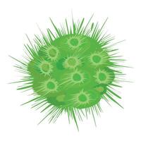 gráfico representación de un esférico verde virus con saliente Picos vector