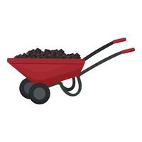Red wheelbarrow full of soil vector