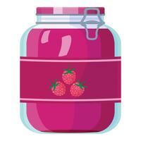Bright and colorful illustration of a sealed jar filled with raspberry jam vector
