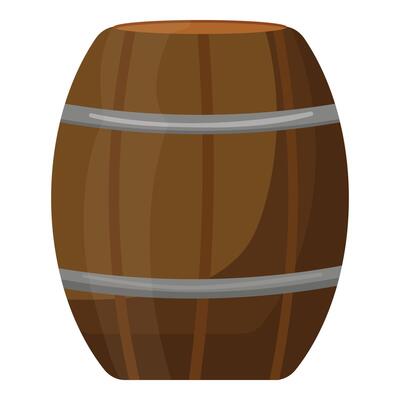 Detailed graphic of a classic wooden barrel with metal bands