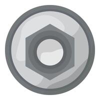 Flat design illustration of a silver hex nut, isolated on white background vector