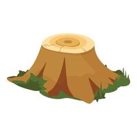 Digital artwork of a tree stump with grass detailing, suitable for environmental themes vector