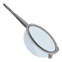 graphic of an isometric view of a kitchen strainer with a long handle vector