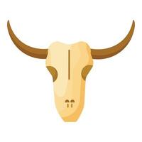 Flat design of a bison skull with long horns, isolated on a white background vector