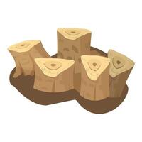 Digital illustration of four cut tree stumps on a white background vector