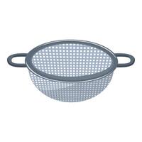 Stainless steel kitchen colander isolated on white vector