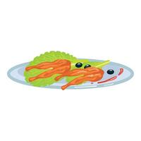 Fried frog legs icon cartoon . Meal cuisine vector