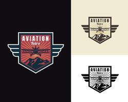 Vintage retro aviation logo airplane airline badge vector