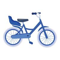 illustration of a simple blue kids' bike with training wheels on a white background vector
