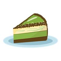 delicioso verde té tarta de queso rebanada vector