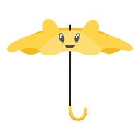 Cute and cheerful yellow animal character umbrella, illustration on a white background vector