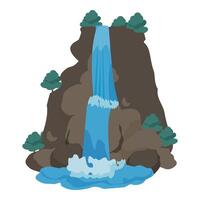 digital ilustración de un sereno cascada cascada abajo rocas con lozano verdor vector