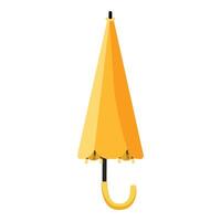 graphic of a yellow folded umbrella with a curved handle vector