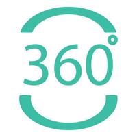 A tealcolored icon representing 360degree rotation or view vector