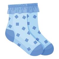 Digital illustration of a pair of blue socks with a square pattern, isolated on white background vector