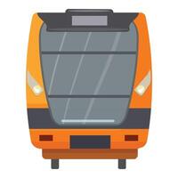 Cartoon illustration of orange city bus front view vector