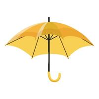 Vibrant illustration of a yellow umbrella with a curved handle, isolated on white vector