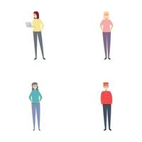 Virus epidemic icons set cartoon . Group of people wearing medical mask vector