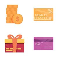 Loyalty program icons set cartoon . Loyalty program and customer service vector