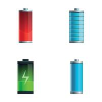 Battery icons set cartoon . Battery with different level of charge vector