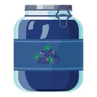 Vintage blue glass jar with berry design vector