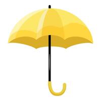 graphic of a vibrant yellow umbrella with a curved handle vector