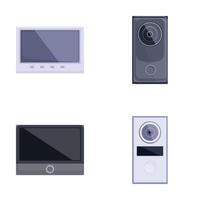 Intercom icons set cartoon . audio door phone entry system vector