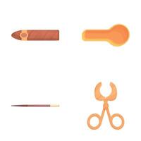 Smoking accessory icons set cartoon . Cigar and smoking device vector