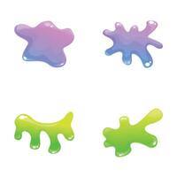 Slime icons set cartoon . Colorful dripping slime stain vector