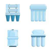 Water filter icons set cartoon . Water purification and filtration system vector