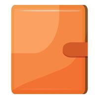Flat design illustration of a closed orange notebook with a strap vector