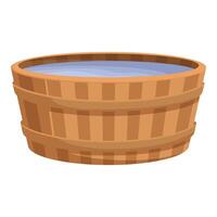 Isolated illustration of a traditional wooden bucket filled with water on a white background vector