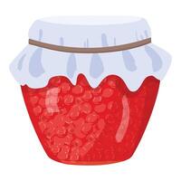 Cartoon raspberry jam jar illustration vector