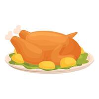 Roasted turkey on plate illustration vector