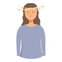 Graphic representation of a dizzy woman with swirls around her head vector