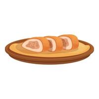 Tasty fresh sushi rolls on wooden plate vector