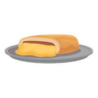 graphic of a delicious cheesy hot dog on a plate, perfect for foodrelated content vector