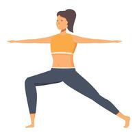 Young woman practicing warrior ii pose in yoga vector
