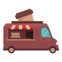 Cute cartoon coffee truck illustration vector